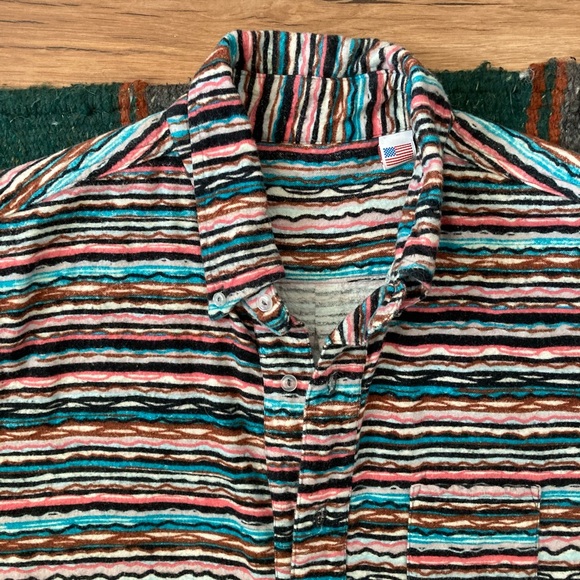 Multicolored Striped Flannel Button Up - Picture 3 of 5